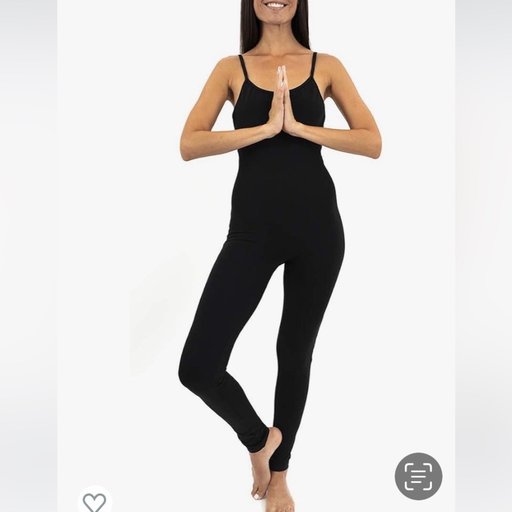 NWT TREELANCE black yoga straps, jumpsuit 100% cotton size XL